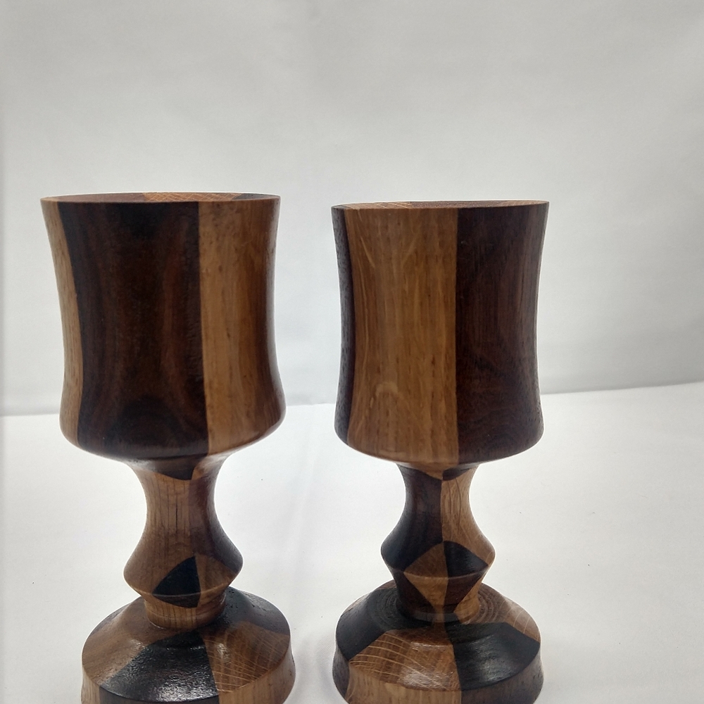 Hand Carved Wooden Candle Holders
